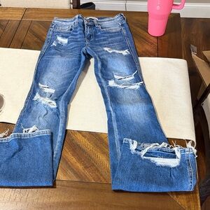 Flying Monkey Distressed Flare Blue Jeans